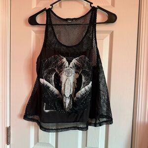 DYI Black Relaxed Graphic Crop Tank Top